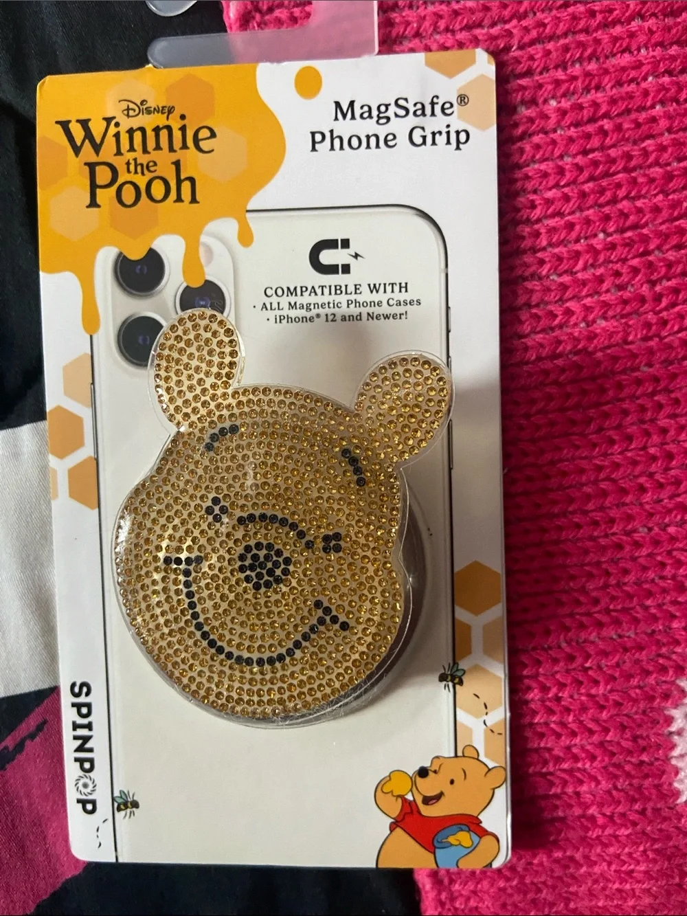 Disney Winnie the Pooh Gold Crystal MagSafe Phone Grip